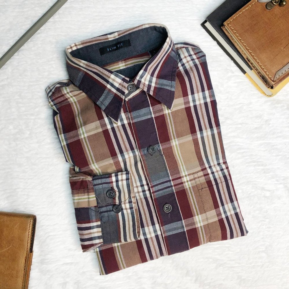 Van Heusen Button Down Plaid Slim Fit Shirt
